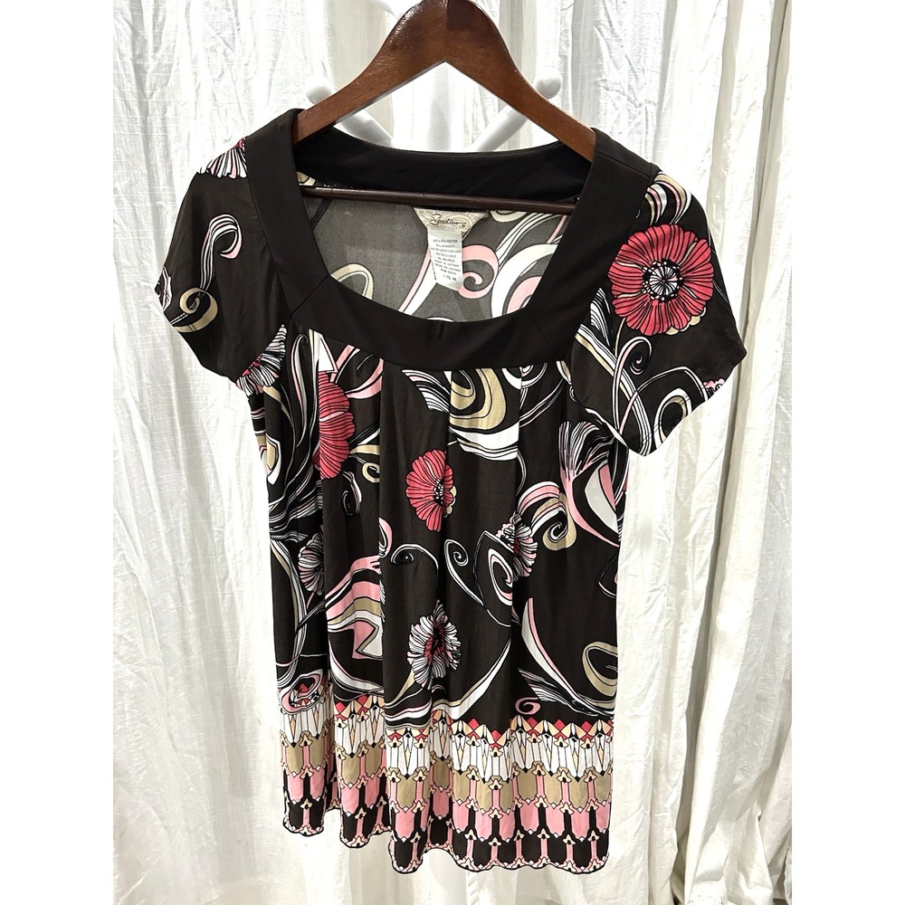 VTG Speechless Y2K Top Size M Brown Floral Square Neck Fairy Grunge Whimsigoth